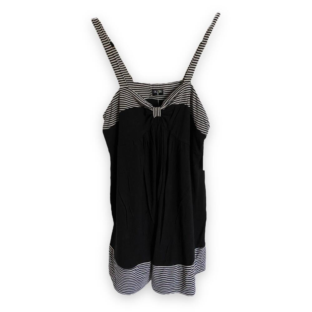 Olian Womens Tank Top Size XL Black White Striped Trim Maternity USA Made NEW